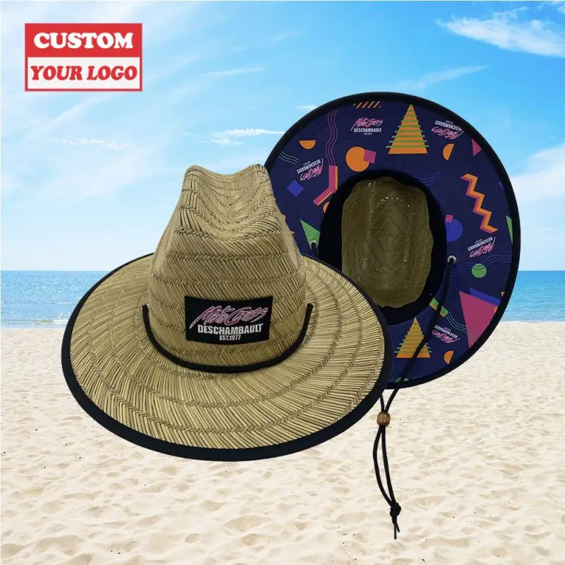 Custom Brand Wholesale Classic Design Striped Paper Straws Sun Visor Woman Cowboy Hats Womans Cut Out Plate Straw Hat Sewing