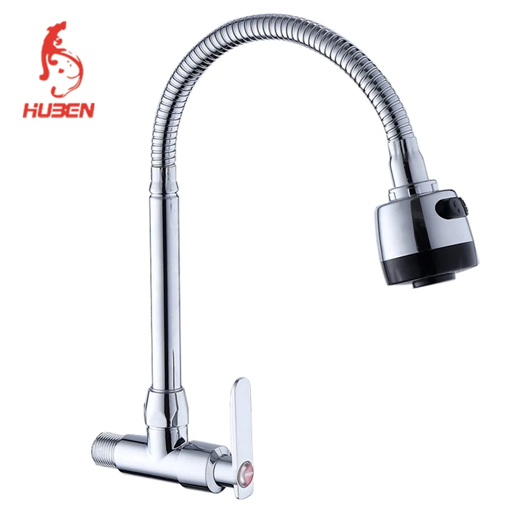 Hole Single Handle Cold Water Pull Out Faucet Wall Mounted Zinc Body Kitchen Faucet Newdwaterproof Kitchen Sink Tapfolding Brass