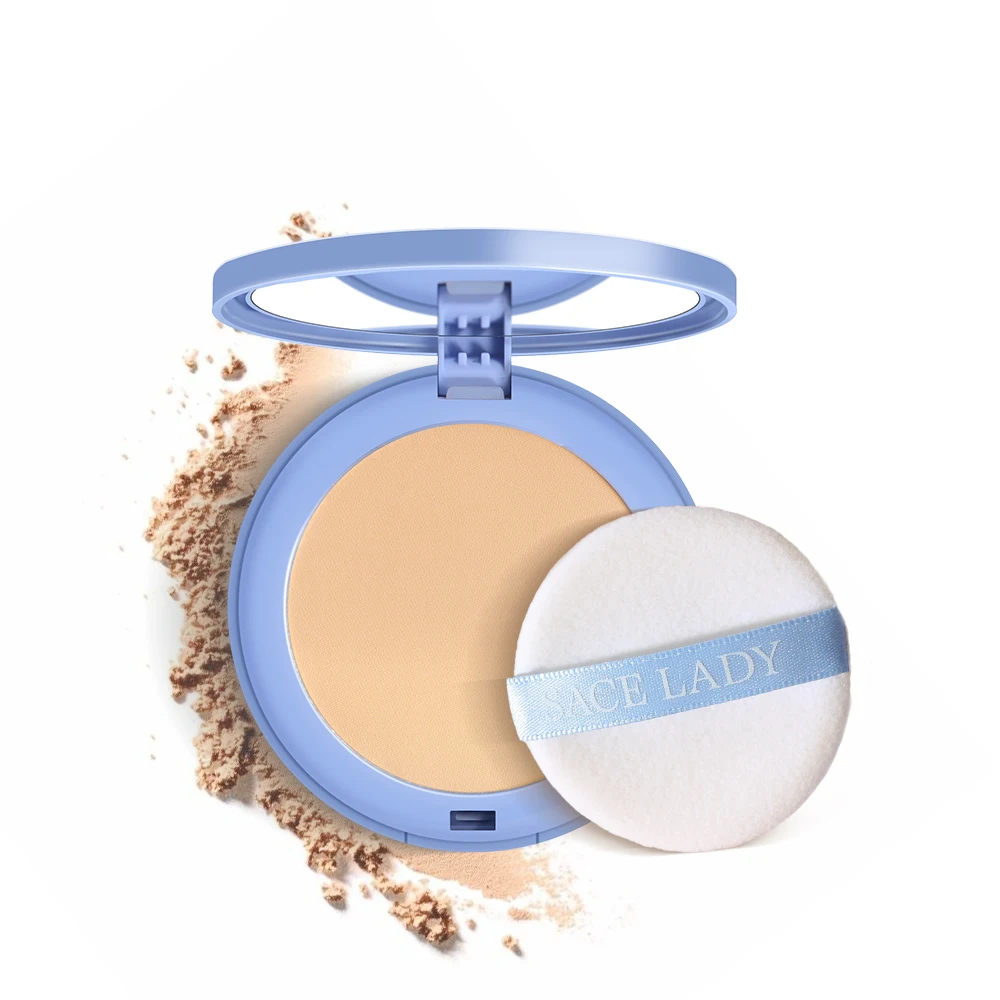 Natural Face Powder Matte Mineral Foundations Oil-control Brighten Whitening Face Make Up Pressed Powder With Puff