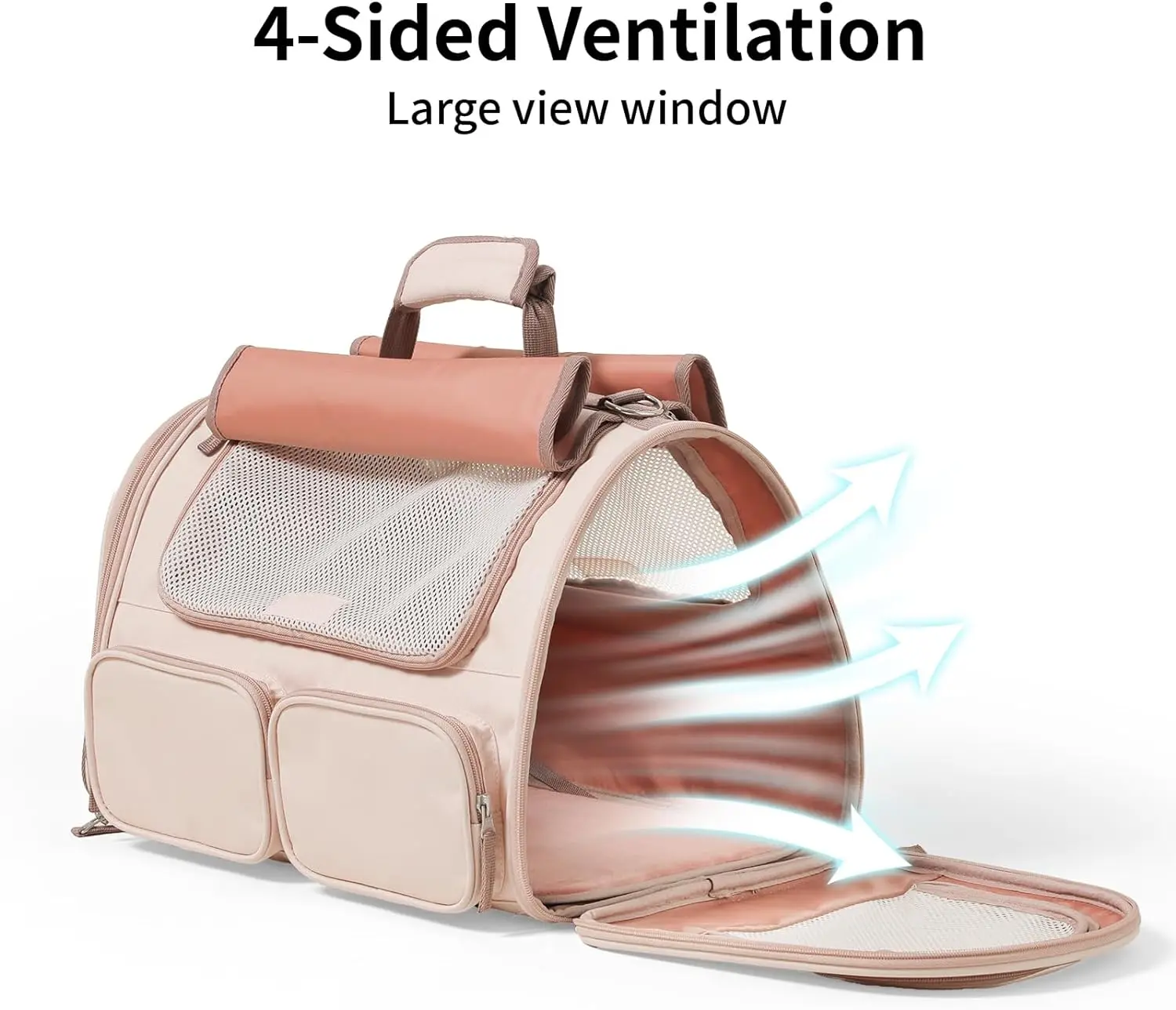 Cat Carrier, 4 Mesh Windows Small Dog Carrier, 4 Storage Pockets Cat Travel Bag, Under 15 lb Airline Approved Pet Carrier,