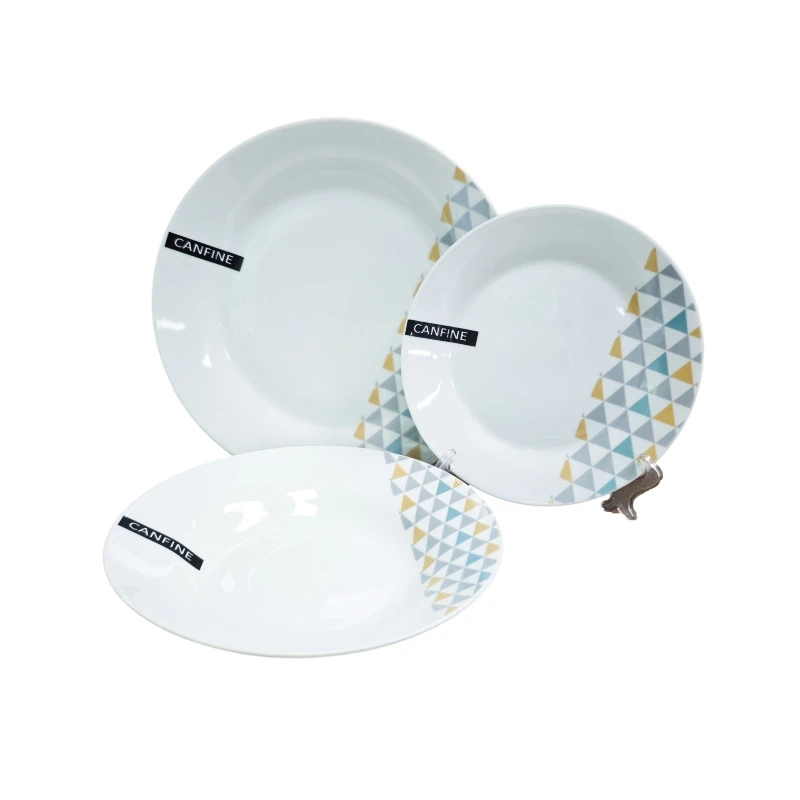 Hot selling Ceramic dinnerware with Pad Print  Decal supplier Dinner Plates Soup bowl stoneware Porcelain dinnerware set  16pcs