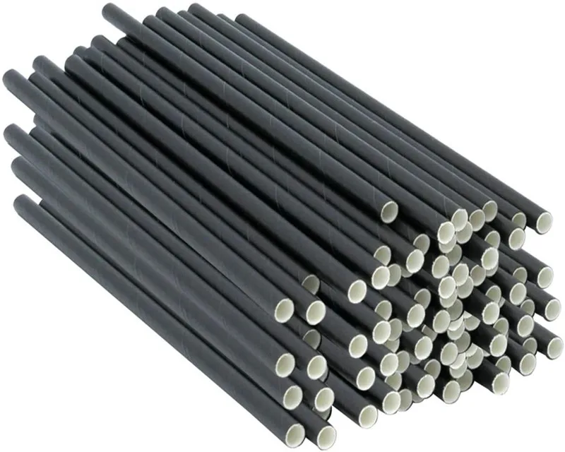 Hot sale High quality disposable biodegradable black paper drinking straws for cocktail party