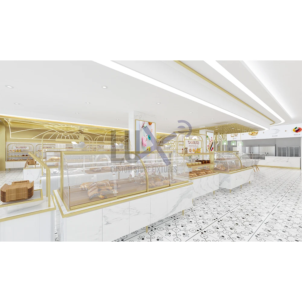 LUX Whole Shop Interior Design Decoration Showcase Bakery Pastry Cake Stand Up Display Rack Furniture