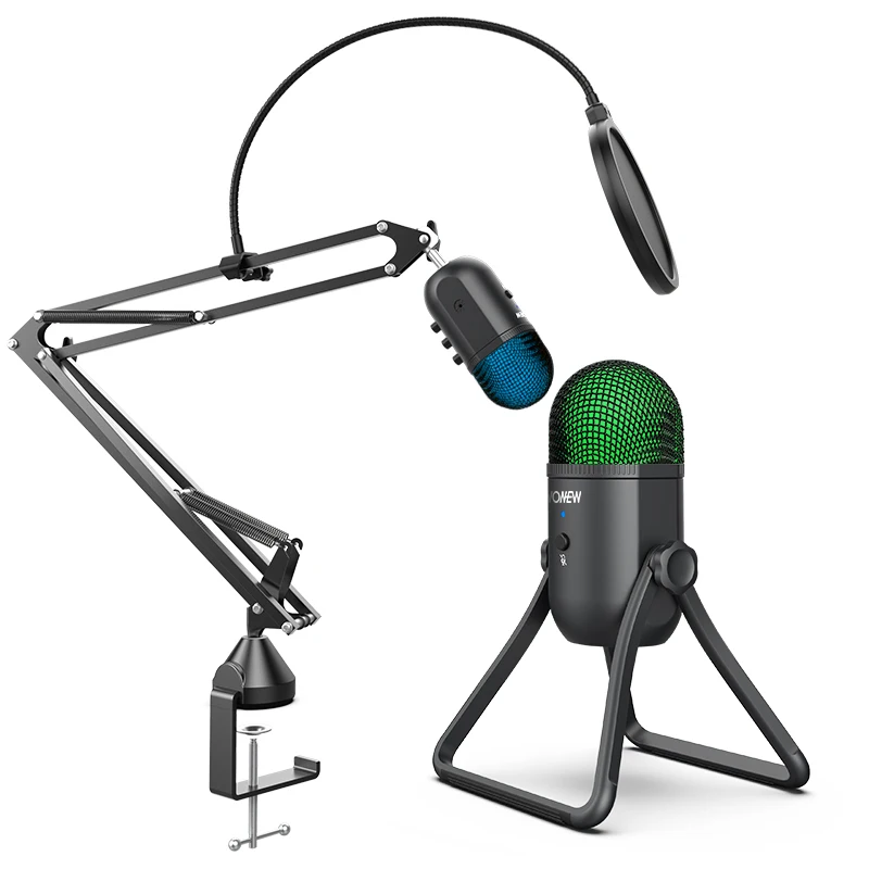 Heart Radio Studio Condenser Recording Mic Streaming Podcast Chatting Mic Set Gaming PC RGB USB Microphone Compatible with Mac
