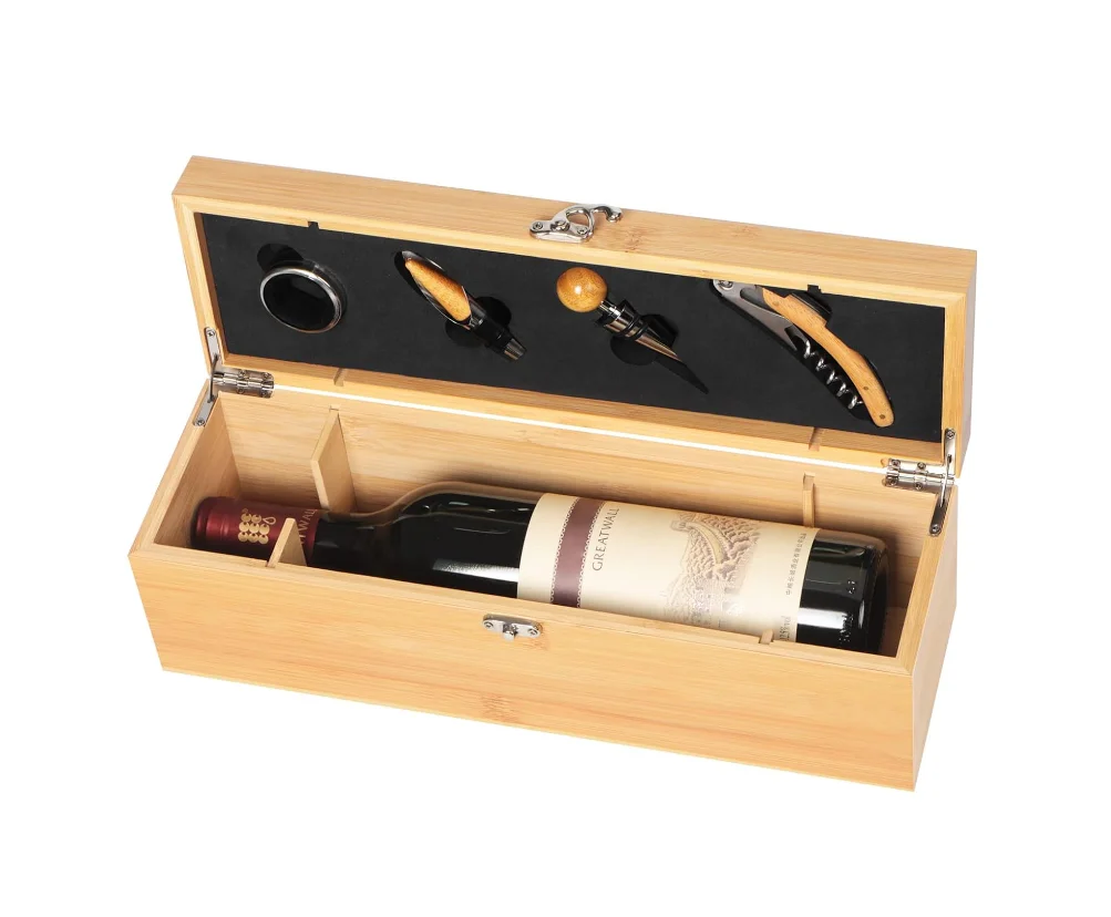 Wine Box with Holiday Christmas Gifts for Bamboo Wine Case with Tools Set,Wine Storage Box,Gift Custom gift box