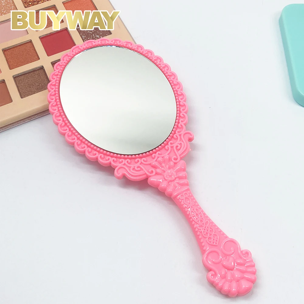 Wholesale OEM Cosmetics Private Label Single Side Plastic Small Vintage Custom Logo Gold Oval Handheld Makeup Hand Held Mirror