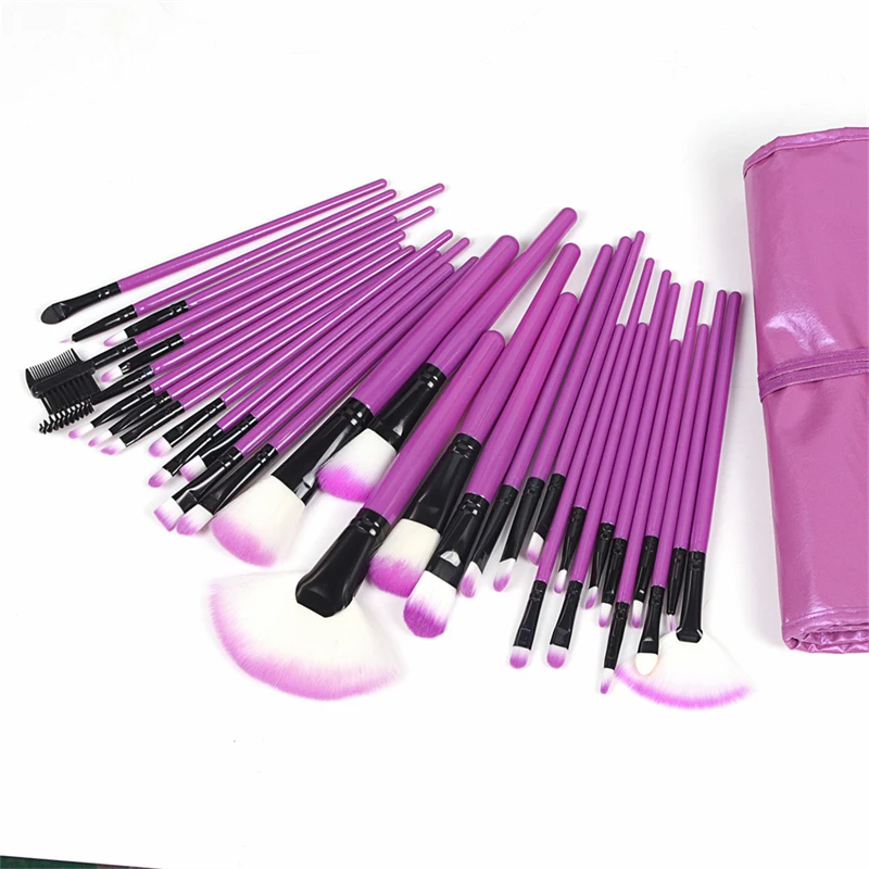 Wholesale 32 Pcs Makeup Brush Set 6 Colors Cosmetic Tools Kit with Beauty Accessories for Face and Eye Makeup