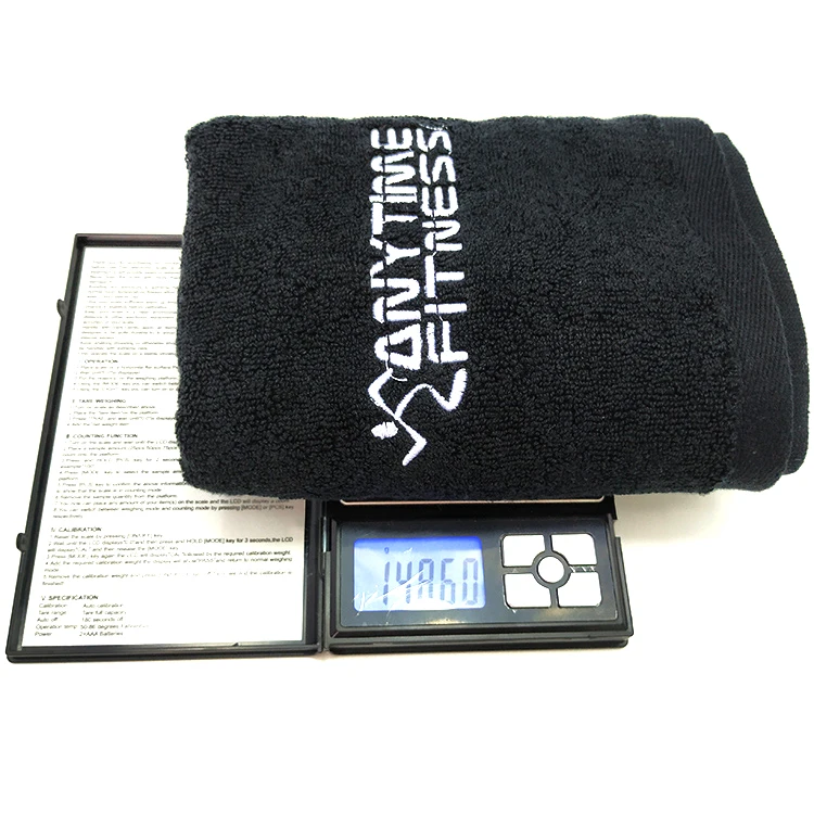 Thick Black 100% Cotton Gym Yoga Towel Custom Cotton Gym Towels