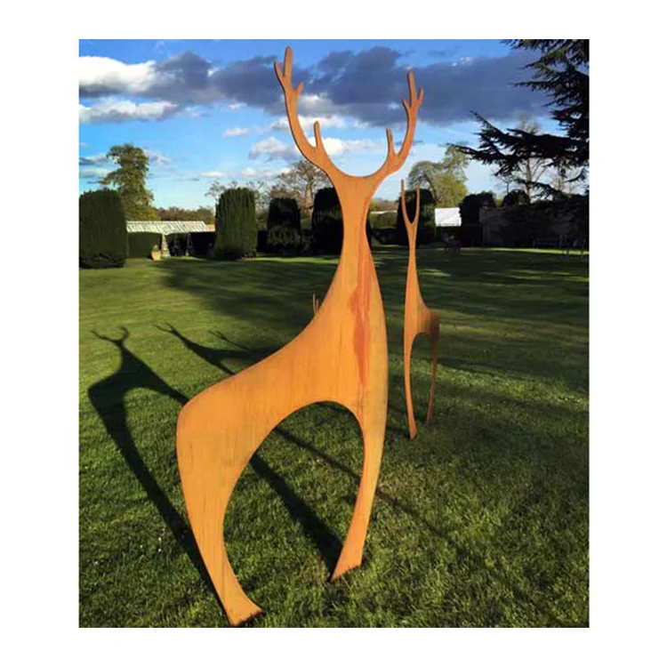 Custom Laser Cut Garden Rusty Metal Decoration Ornament Lawn Iron Stake Garden Ornament