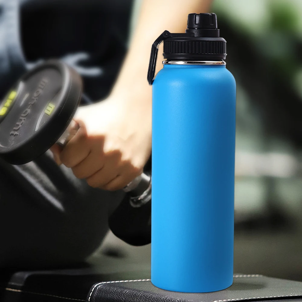 Customized color logo reusable gym sport metal bottles sublimation stainless steel vacuum flasks thermos water bottle