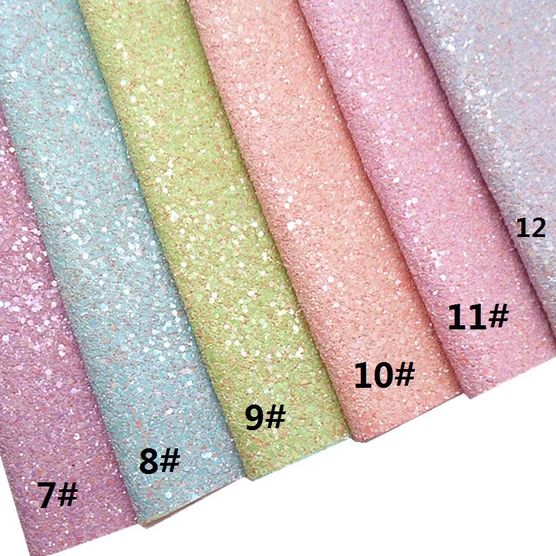 New Designer 1 mm A4 Size Laserable Chunky Shimmer Vegan Shiny Rexine PU Glitter Leather Sheets for Crafting DIY Shoes Bags Bows