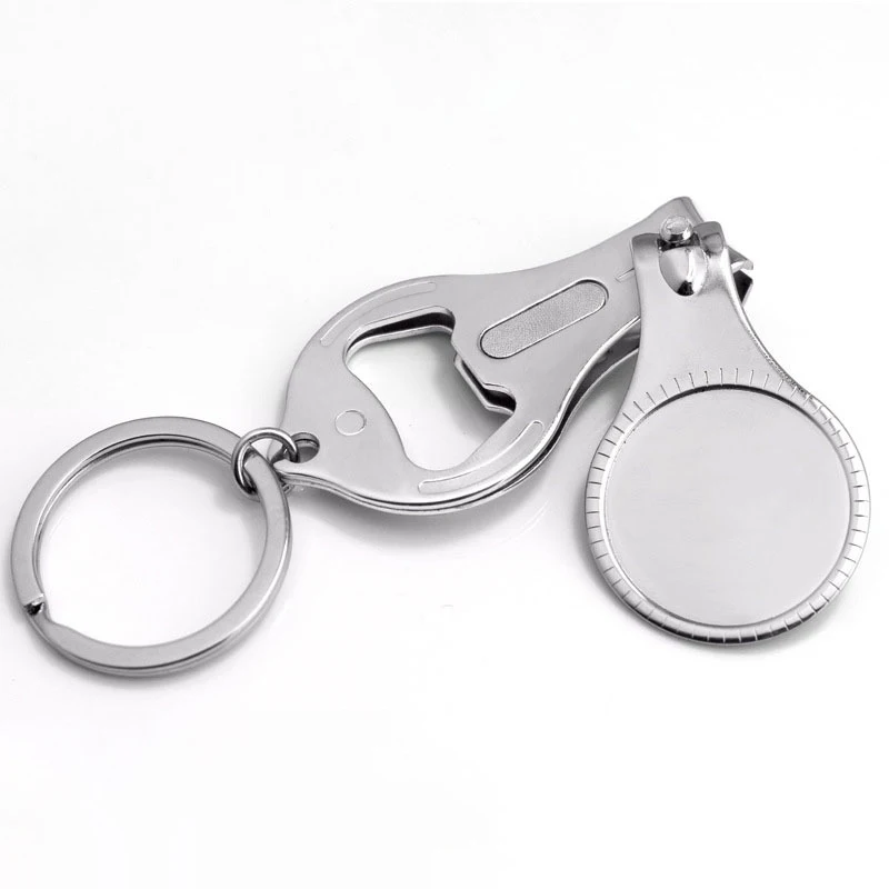 wholesale custom logo wedding gift carbon steel finger nail clipper beer opener nail clipper key chain