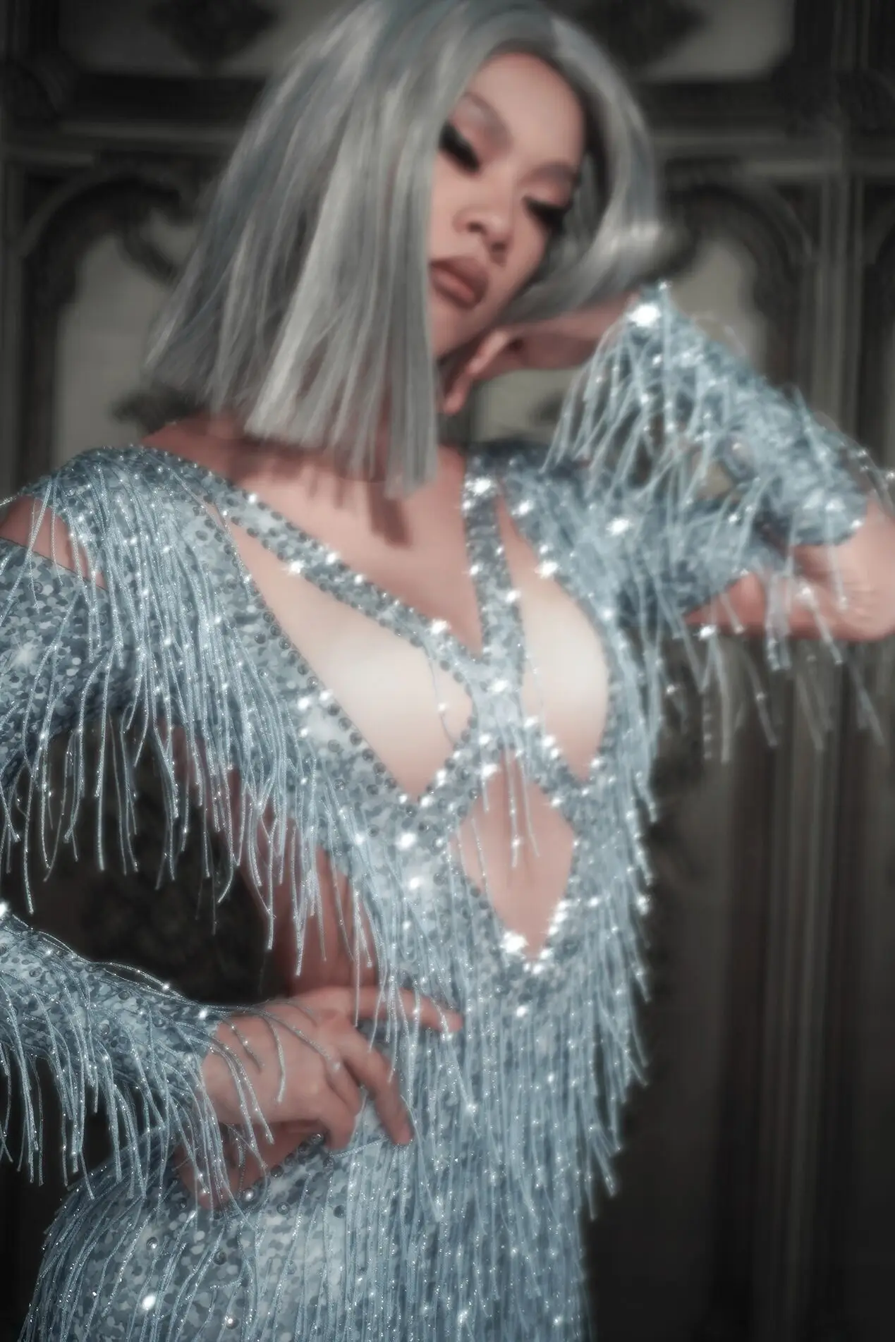 Mono Mujer Fashion Fringes Pole Dance Leotard Showgirl Stage Performance Outfits Sexy Women Bodysuits Club Rhinestone Jumpsuits