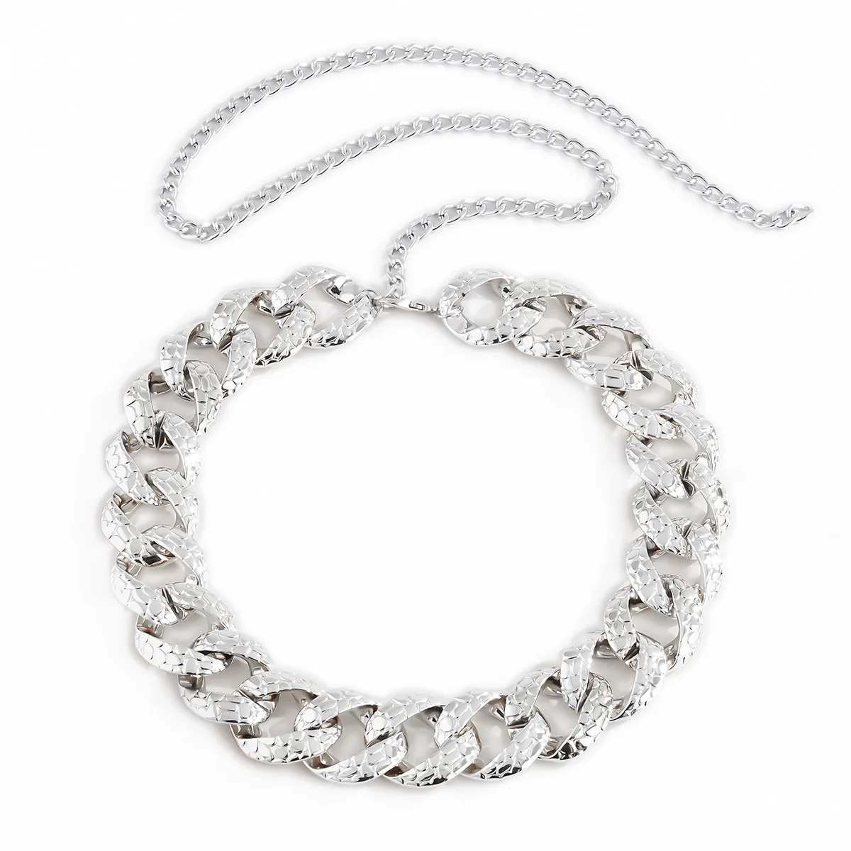 Hot sale Handmade punk wide link Ladies Metal Chain Waist Belt retro loop chain Belt texture punk hip-hop thick belt