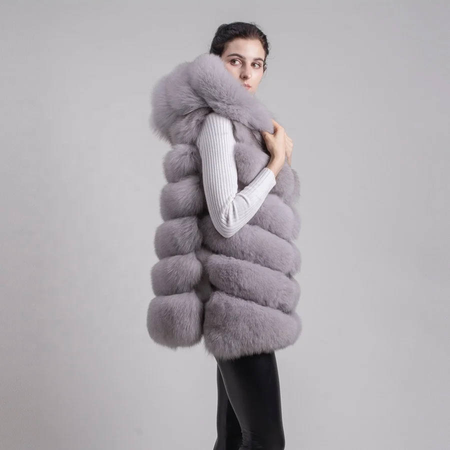 Бесплатная доставка, новое поступление, толстовка QIUCHEN- QC8056 из цельного натурального Лисьего меха, жилет высокого качества из плотного лисьего меха, модный жилет для девочек