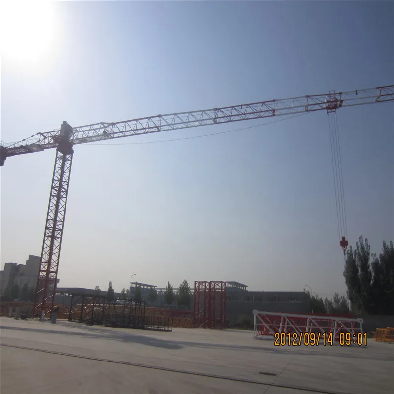 8 ton flattop tower crane 60M jib length HTP6020 yellow crane tower crane for sale