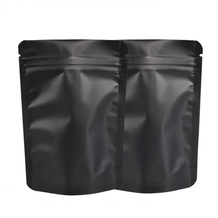 Resealable Matte Black Mylar Stand Up Bags Smell Proof Aluminum Foil Zip Lock Bag Pouch Doypack For Food Packaging