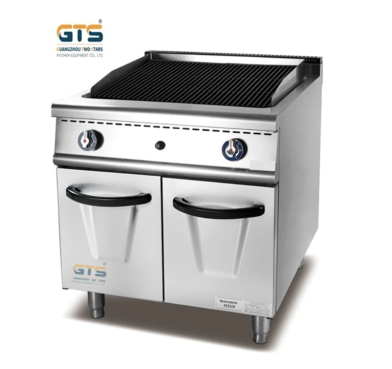 Commercial Gas Range 4 Burners Cooker stove with Lava Rock Grill and Gas Oven 1200mm Cooking Luxury Restaurant Kitchen Equipment