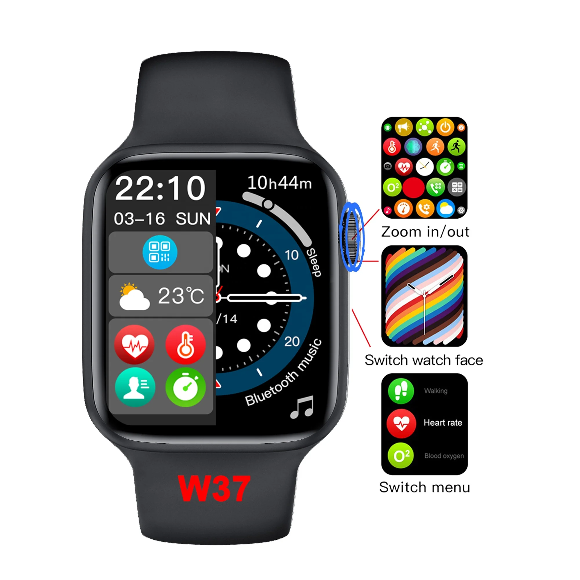 2021 new reloj smart watch  face download  Split display Pin lock call Heart rate display  watch smart watchw 37  with memory