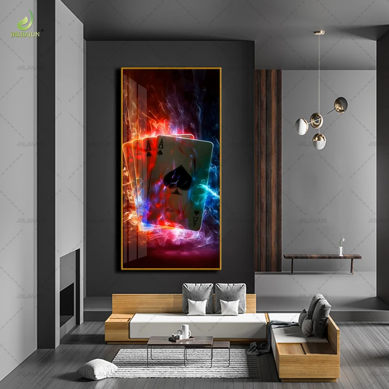 Luxury Decoration HD Printed Canvas Painting Spades A Crystal Porcelain Painting Home Decoration and LED Mural Painting