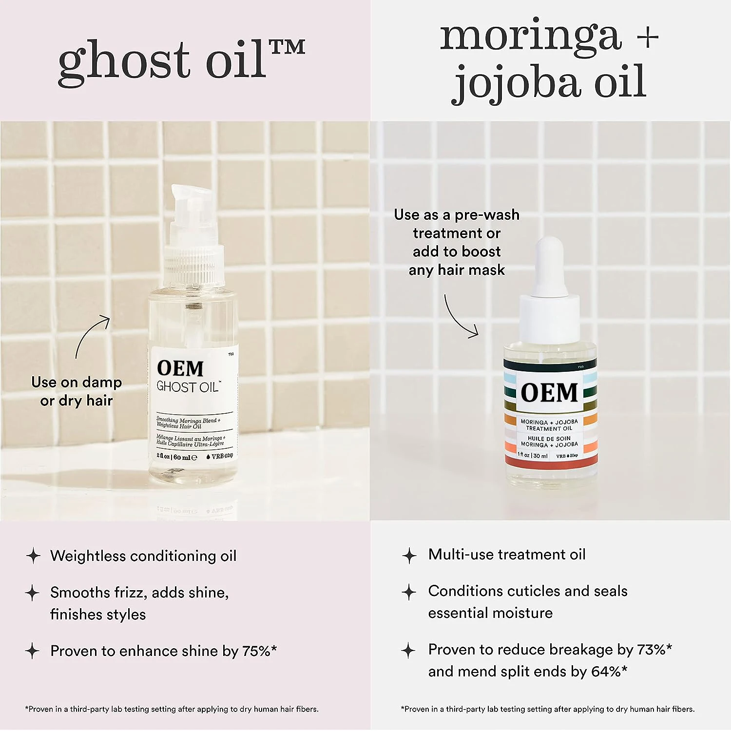 Private Label GHOST OIL Smoothing Moringa Blend Weightless Hair Oil Enhance Shine by 75%