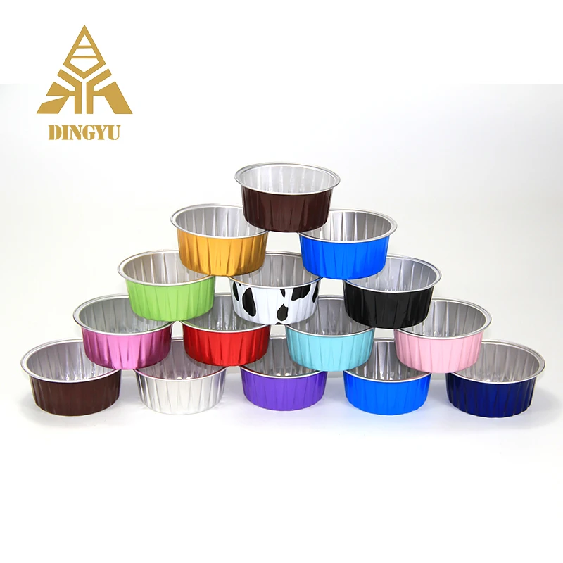 Disposable aluminum foil cup for cupcake Colorful baking container Foil baking cup