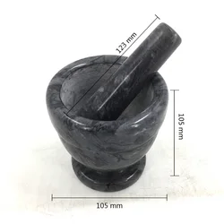 4 inch natural Stone molcajete black marble mortar pestle 10.5 cm guacamole bowl