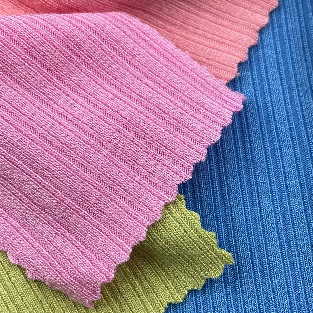 Autumn hot sale 0EM 250g heavy knitted spandex stretch rib rayon viscose pit strip knitted dress suit sweater fabric