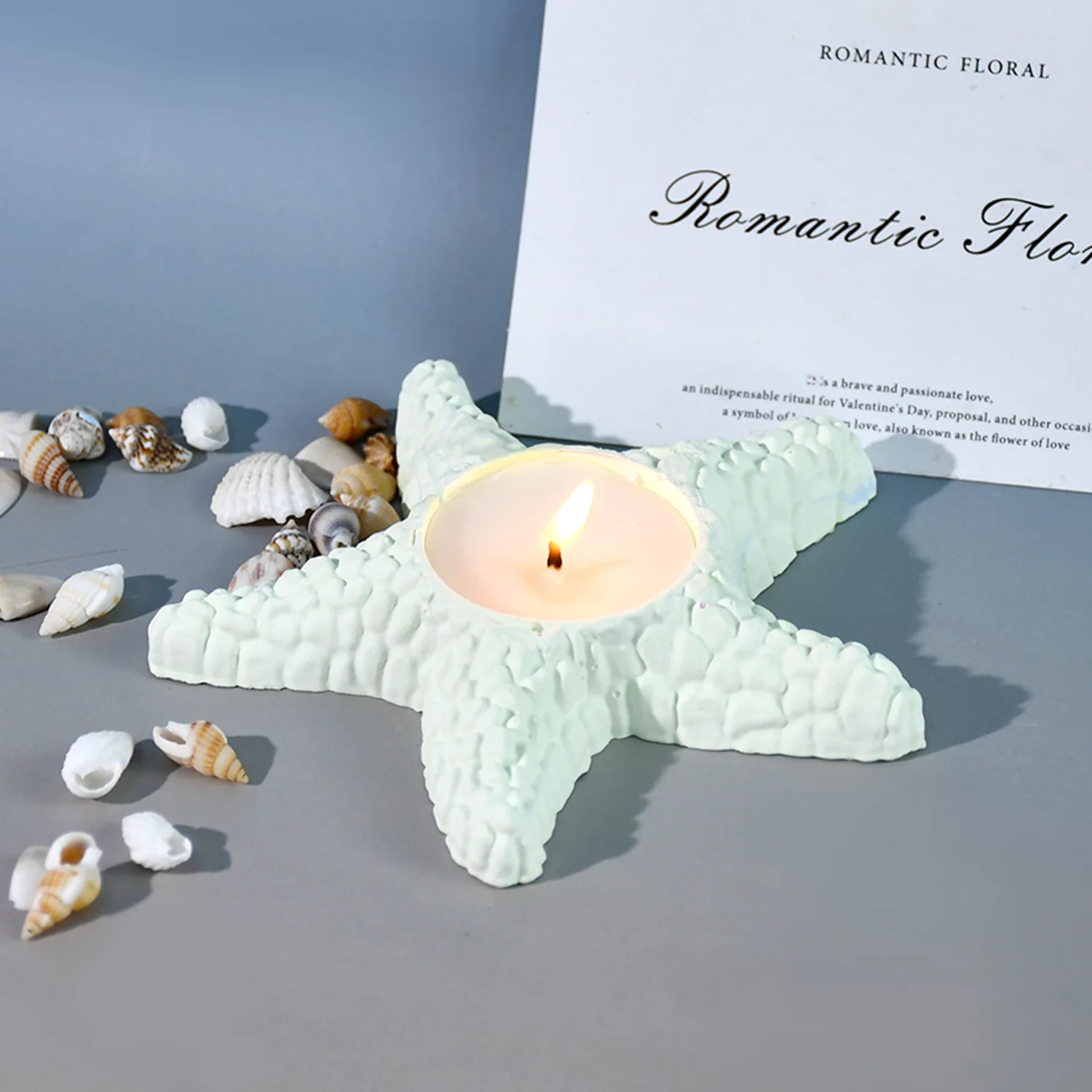 CARATTE 3D Starfish Candle Holder Silicone Mold Ocean Style Resin Plaster Gypsum Candlestick Mould
