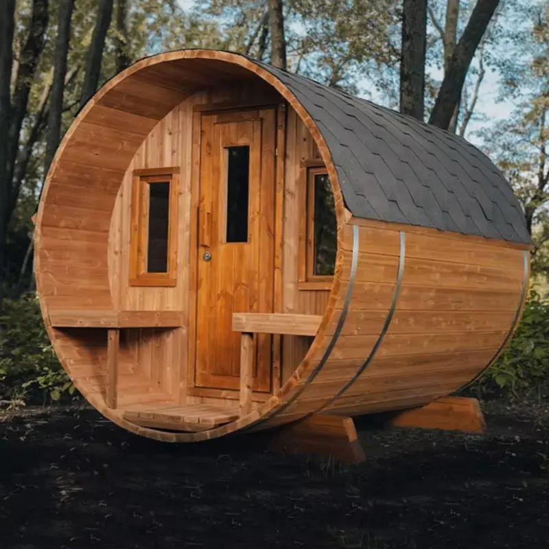 Traditional Sauna Room Hot Tub Outdoor Wooden Burning Barrel Sauna