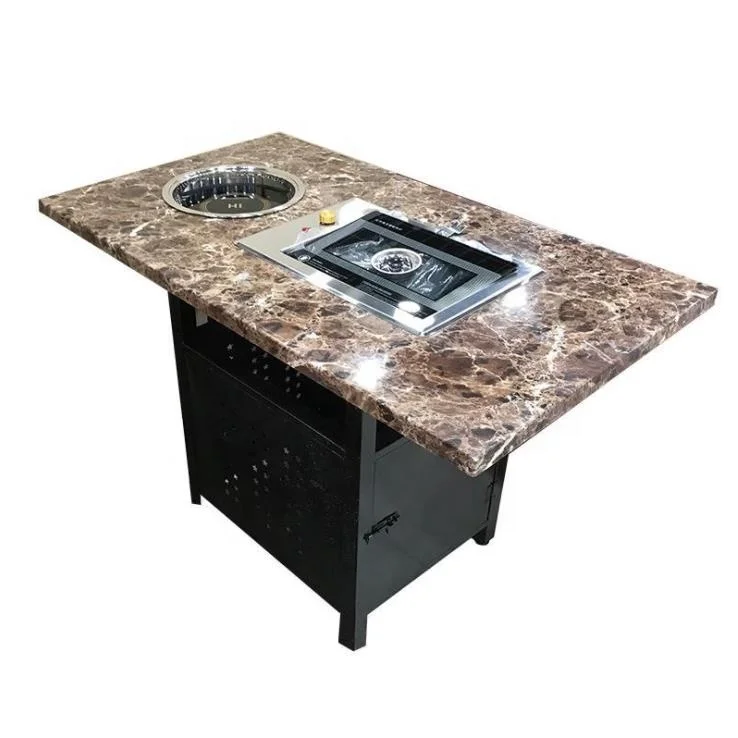 Round BBQ Table Korean Exhaust Fans Electric Infrared Grill For Restaurant
