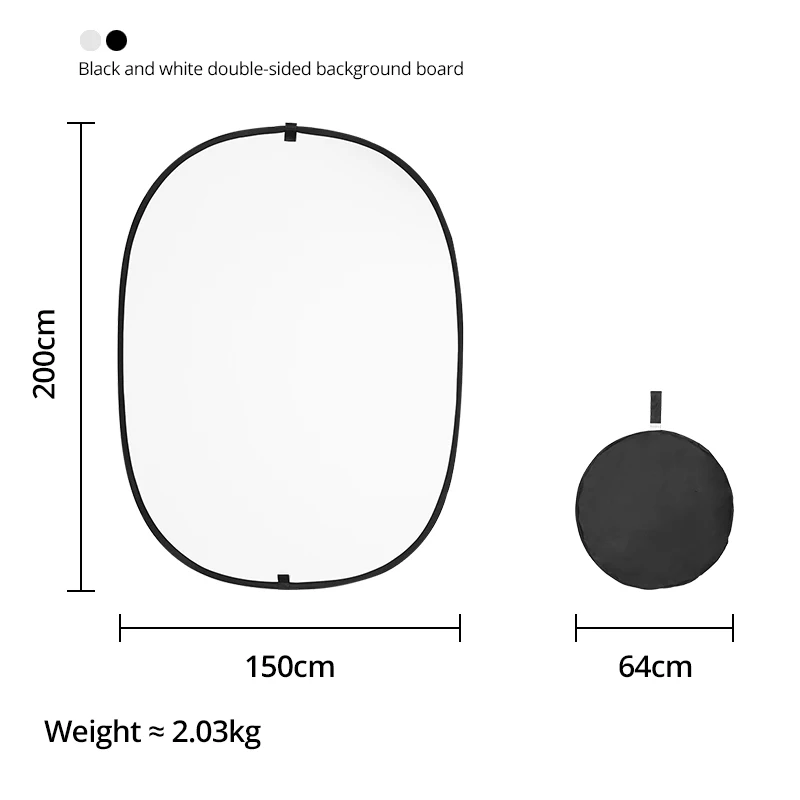 customized  2in1 Collapsible Studio Photo Diffuser Portable Oval Multi-Disc White Black Background Photo Reflector
