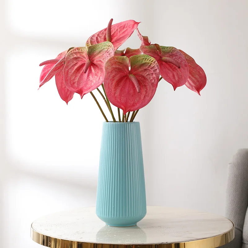 D-AN002 Wholesales Single Artificial Anthuriums Plants 3D print real touch Anthurium For Flowers arrangement Home wedding Decor