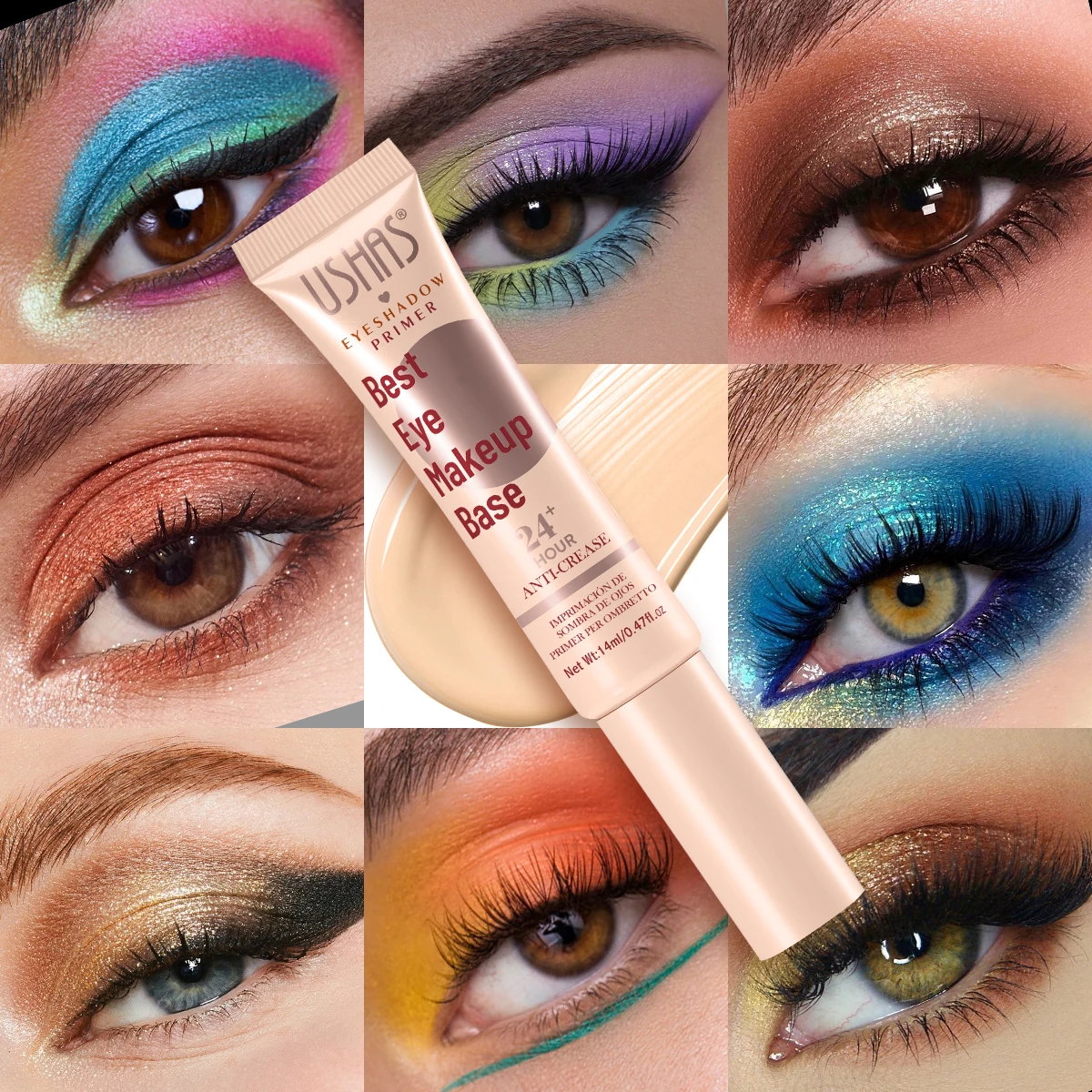 USHAS OEM/ODM Custom  Wholesale  Skin- friendly Hot selling Long-lasting, not take off makeup waterproof eyeshadow eye primer