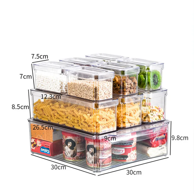 10 Pack Food Fruit Drinks Vegetable Home and Kitchen Storage Stackable Refrigerator Bins Clear Fridge Organizer Containers Box