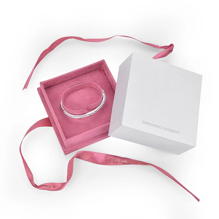 Custom colors and log Cardboard Jewelry Box  Fancy Jewelry Packaging Box With Ribbon