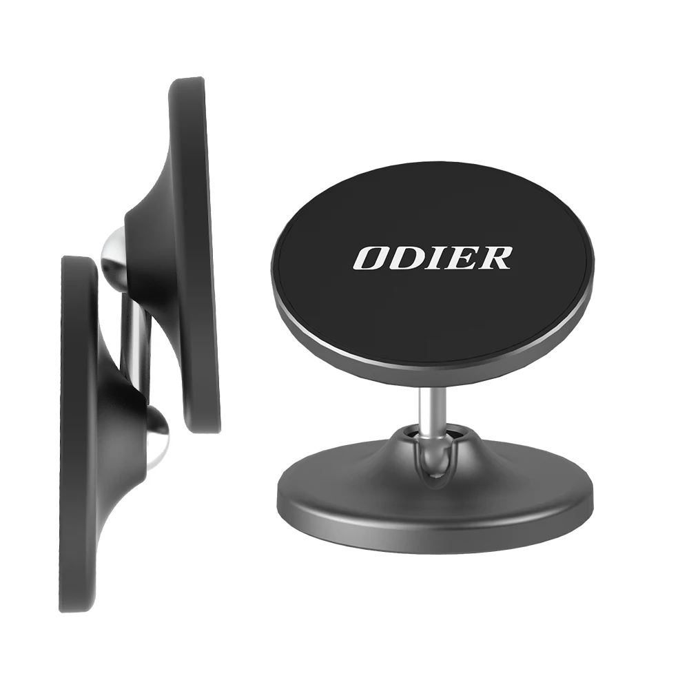 ODIER Creative Aluminum Alloy+ABS Magnet Car Phone holder 360 Rotation dual magnetic movable phone holder for Gym use