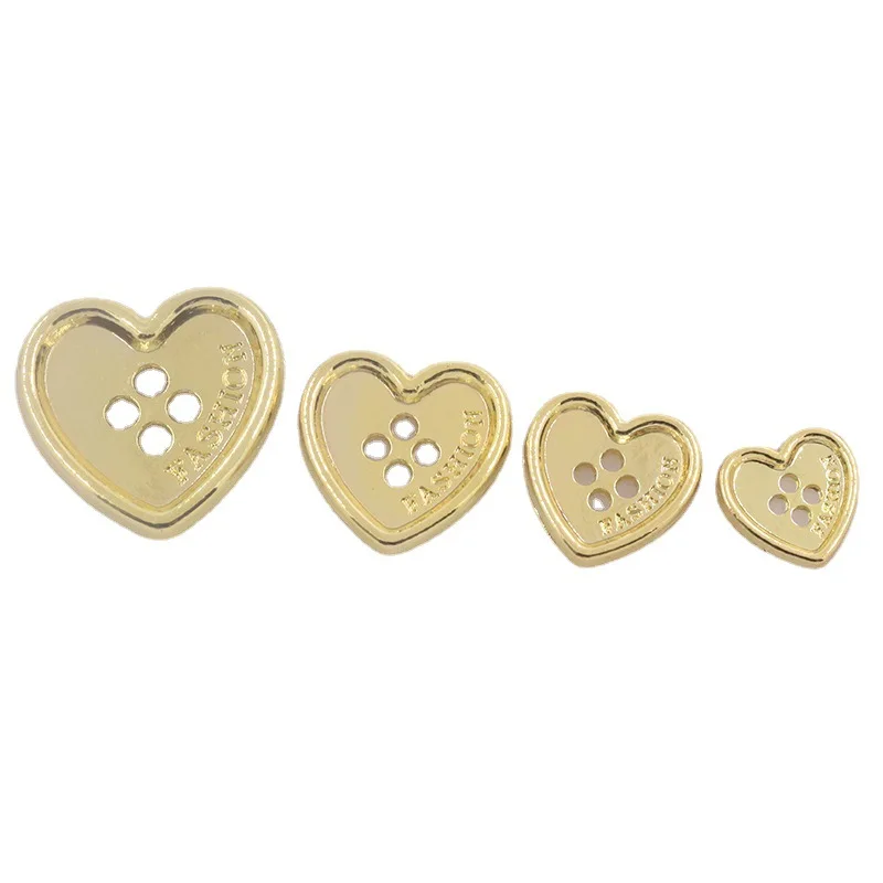 WYSE Trendy Custom Heart Shaped Alloy 4 Holes Sewing Buttons For Clothing Garment Coat Shirt