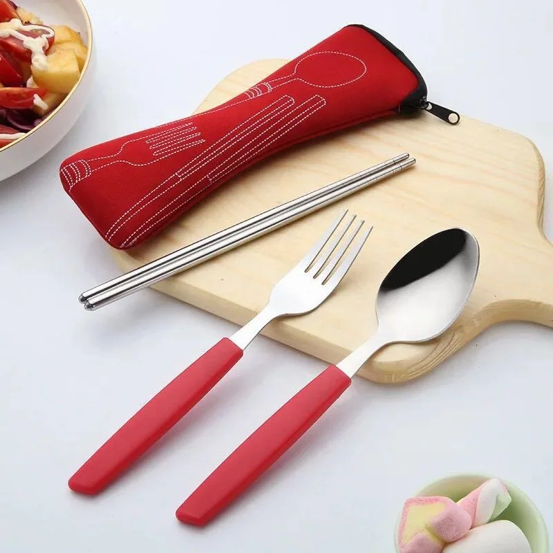 HOT Eco-friendly Reusable Travel Cutlery Set Cotton Bag