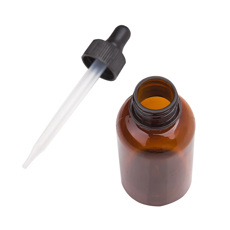2oz Plastic Essential Oil Dropper Bottle Screw Lid Amber Plastic  Liquid Dropper Bottles