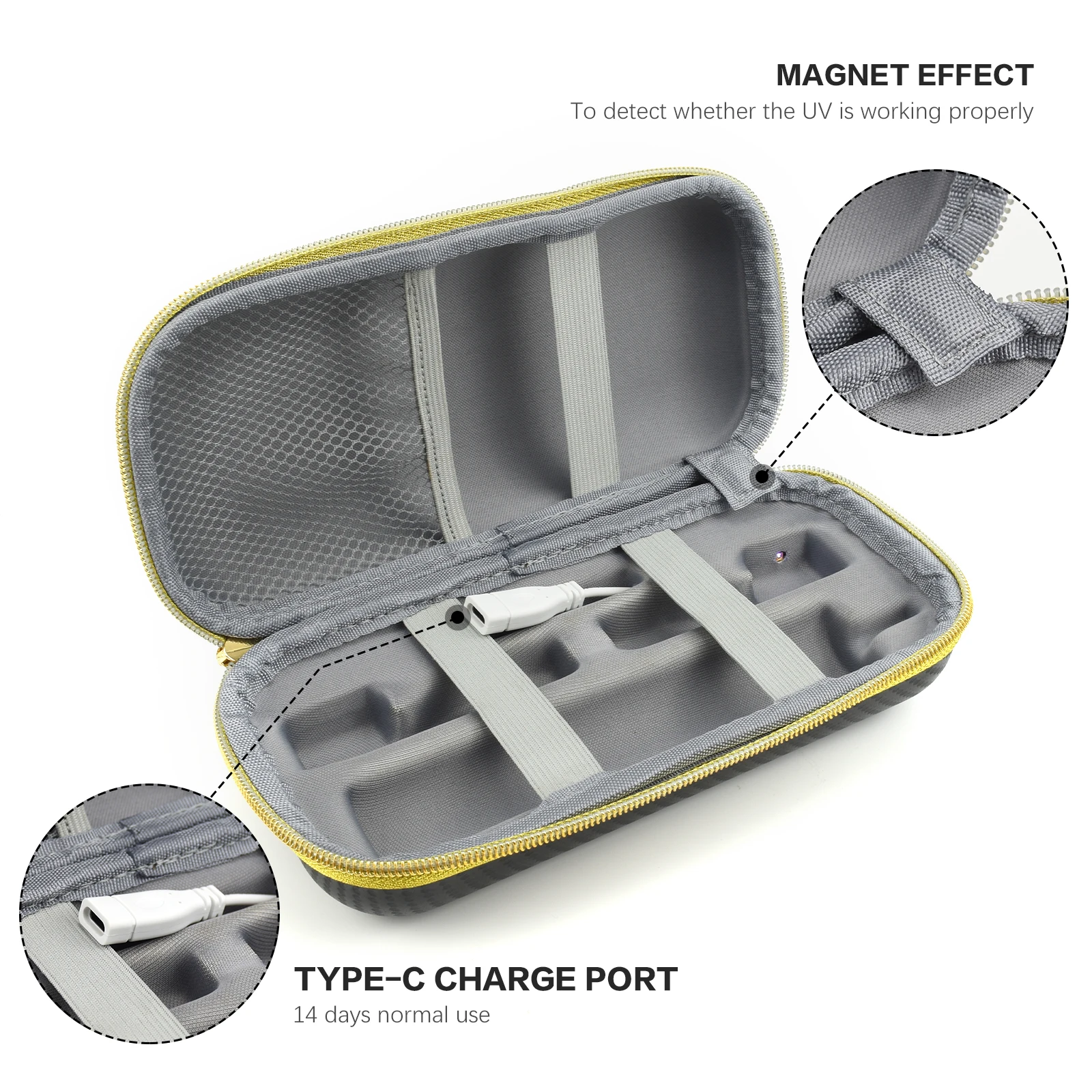 Protective Cover Storage Bag With Zipper EVA Toothbrush Hard Travel Case with Foam