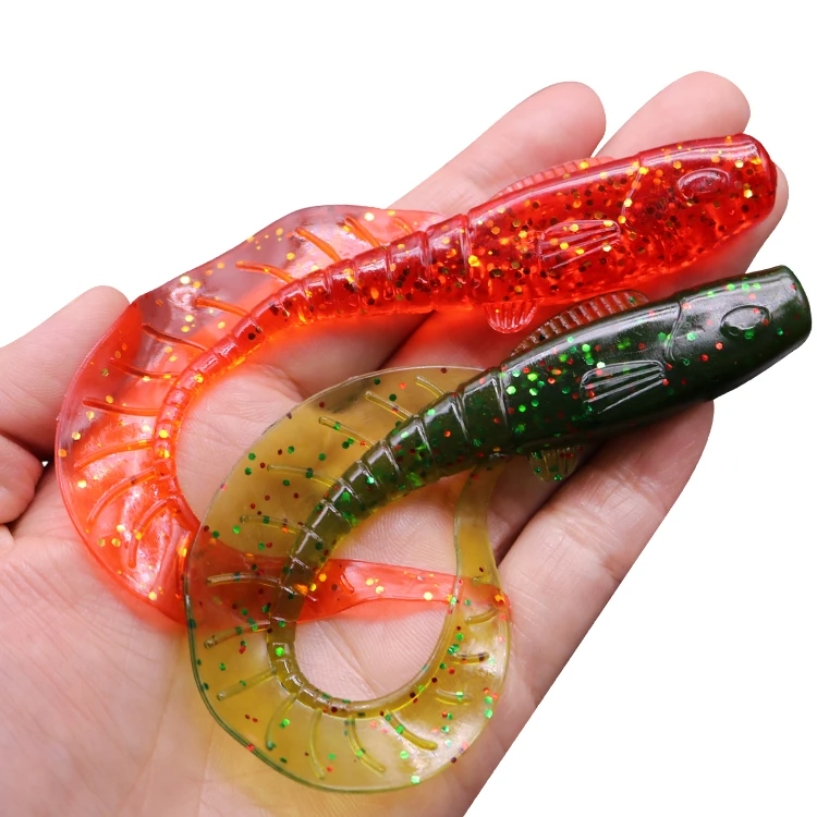 Curved Tail 115mm 13.5g Worm Lure Big Soft Lure Colorful Glitter Paper Shinning Soft Plastic Trolling  Fishing Lure