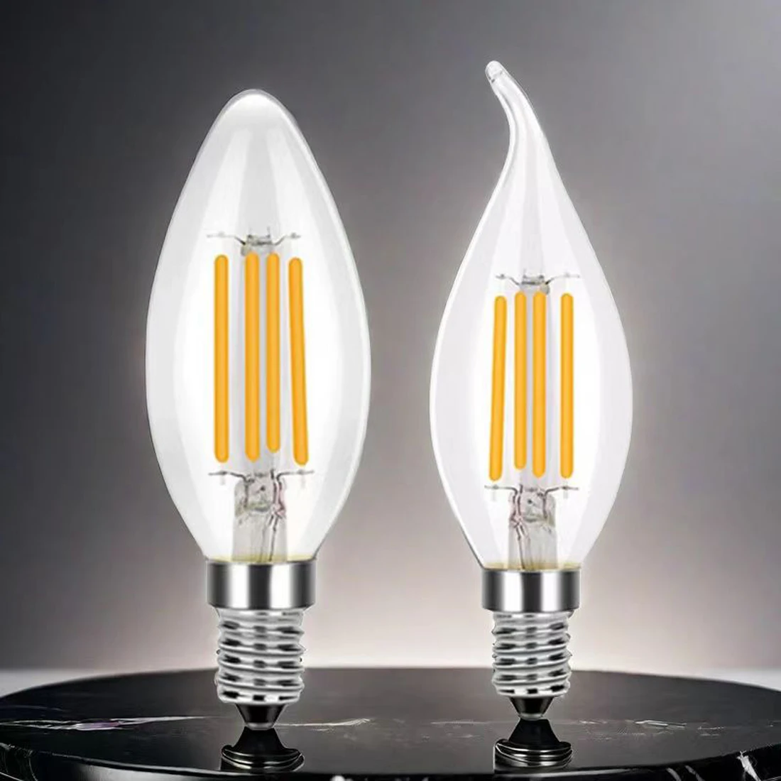 Chandelier Light Bulb 2700K Warm White C35 B11 Edison Filament Candle Bulbs Candle Lights E12 LED Candelabra Bulb Dimmable 110V