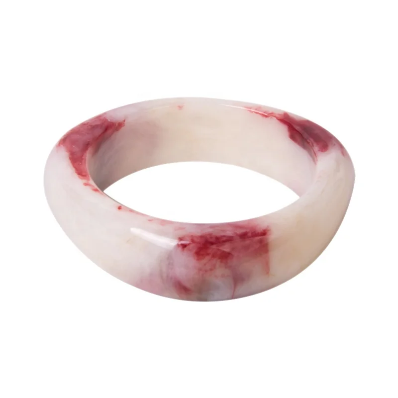 Best Seller USA 2019 For Amazon Amber Jade Marble Colour Irregular Open Cuff Resin Bangle