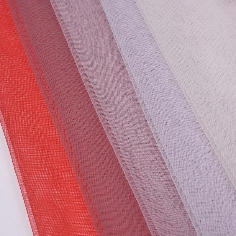 100% nylon mesh fabrics white shiny tulle fabric for for wedding decoration