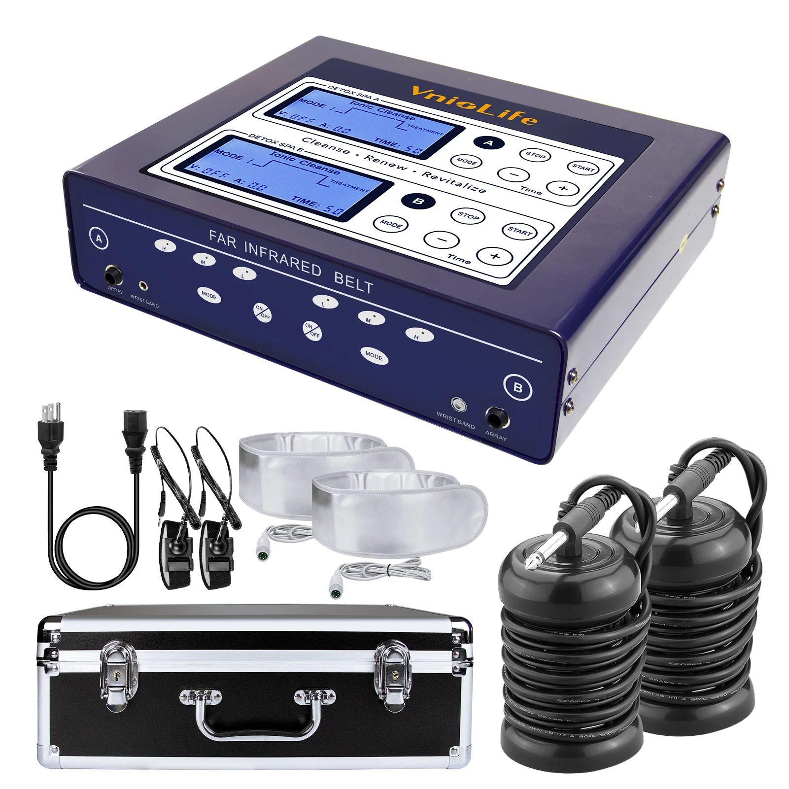 Dual System Ionic Foot Detox Machine With Wrist Band ans Infrared Waist Belt For 2 People