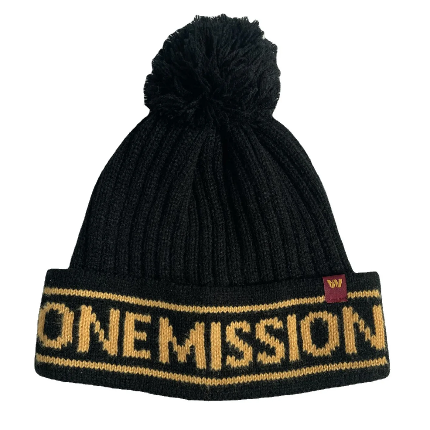 Belief Embroidery Logo Jacquard Checked Knitted Beanie Acrylic Private Label Cuffed Skull Beanie