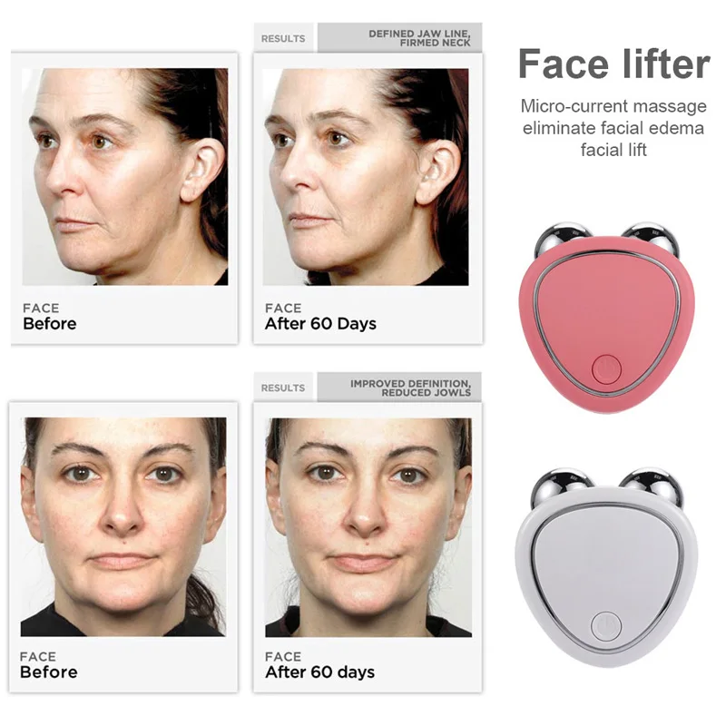 Trends Heart shape Face massager Stainless steel massage device ems microcurrent face lift machine V face lift massage roller