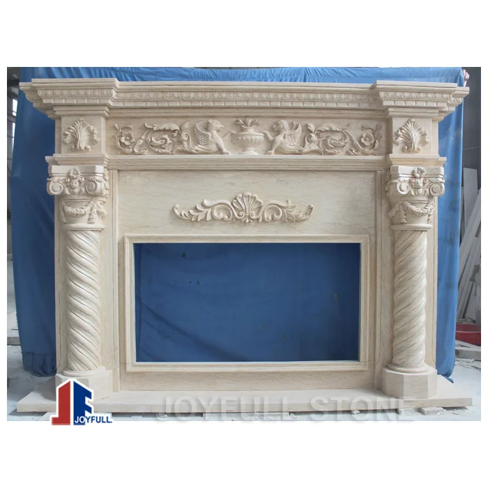 
Decorative indoor Western White Marble Fireplace Mantel Surrounds 