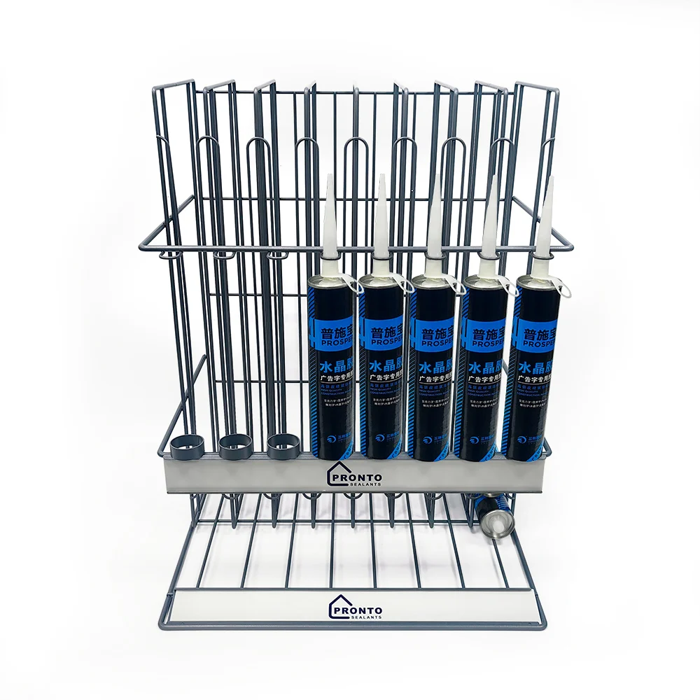 Retail Counter Top Display Rack Metal Wire Silicone Sealant Binder Glass Cement Glue Rack Cartridge Dispenser Stand